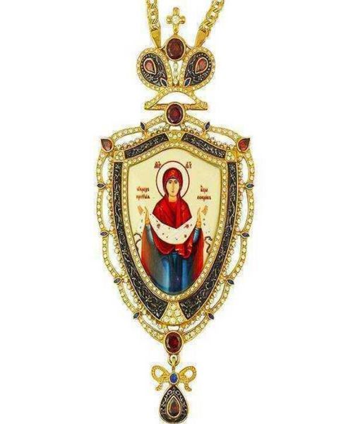 

2021 newt christian russian necklace with gold and black gun plated greek orthodox pectoral cross virgin icon7632197, Silver
