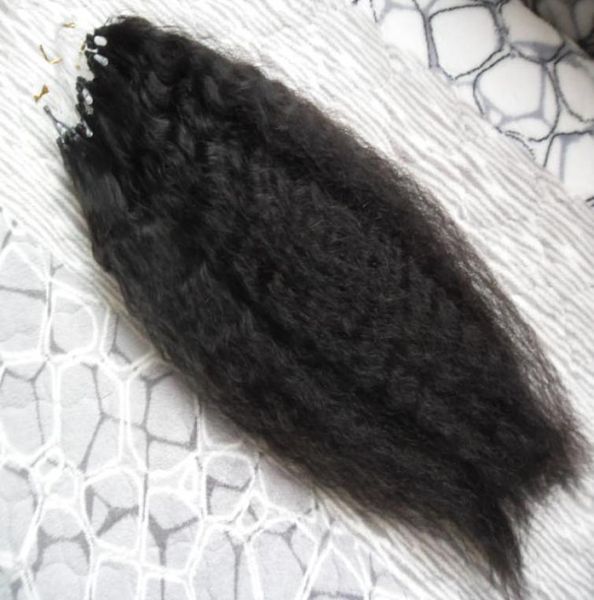 

coarse yaki loop micro ring machine made remy hair extension 100g kinky straight micro loop human hair extensions yaki micro beads5832101, Black