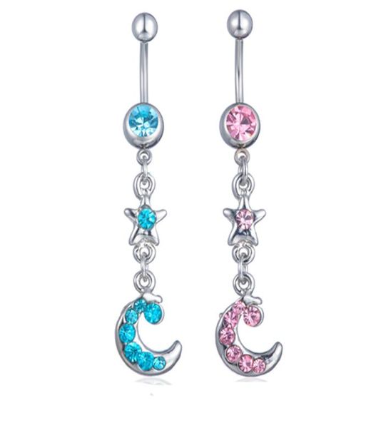 

d0076 star and moon belly button navel rings body piercing jewelry dangle accessories fashion charm4338516, Silver