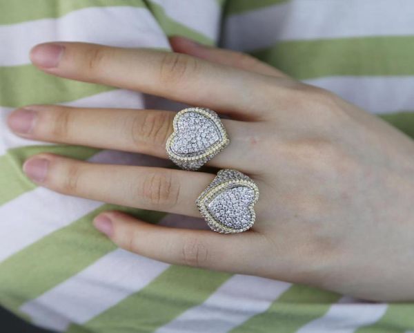 

two tone plated wedding rig paved 5a cubic zircon stone for women men finger rings polish jewelry whole9435665, Slivery;golden