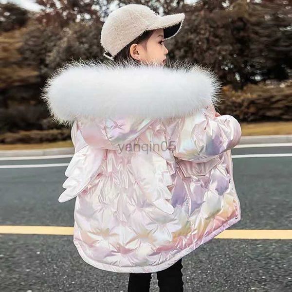 

down coat winter new girls coats fashion shiny wing outerwear teens thicken warm down jackets kids clothes for 3-10 year girls long parkas h, Blue;gray