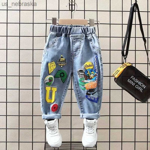 

children's jeans 29 years old boys spring autumn elastic pencil trousers kids loose foreign clothes baby pants l230518, Blue