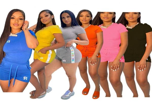 

womens sportswear outfits two pieces set tracksuits short sleeve shorts suit ladies pants suits 2021 type selling klw62497404545, Gray