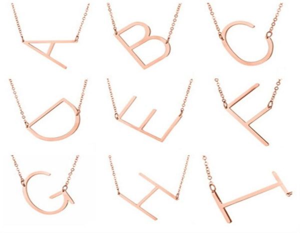 

26 letters gold silver plated necklaces friends family alphabet pendant clavicle chain jewelry gift for women men4048434