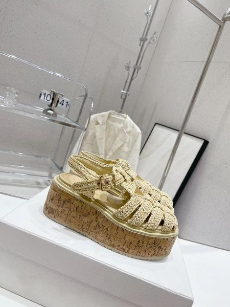 

fashion designer style handmade sandals luxury triangle logo hollow out women's casual elevated thick soled roman sandals 35-40 with bo, Black