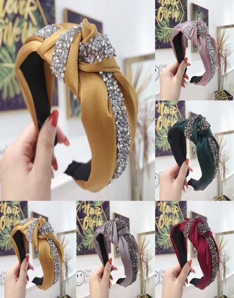 

fashion bow knot hairband crystal rhinestones headbands women hair head hoop cross knotted simple hair accessories for girls9786724, Silver