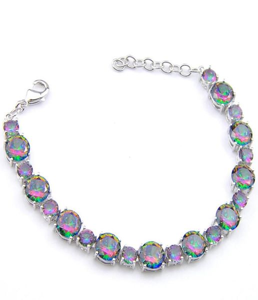 

luckyshine mother gift fire round natural mystic z gems 925 sterling silver colored zircon bracelets bangle wedding jewelry b07251534, Golden;silver
