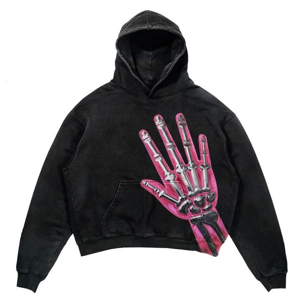 

womens hoodies sweatshirts american vintage high street gothic printed hoodie mens and fashion harajuku sweatshirt loose pullover y2k 230725, Black