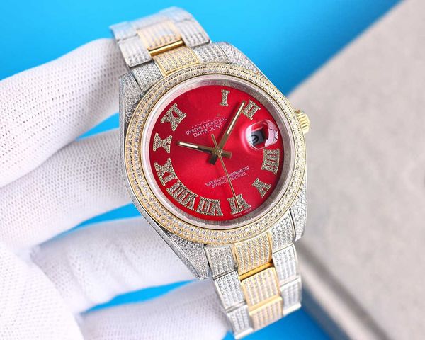 

luxury oyster perpetual watch for men olex 41mm x14p jasonoo7 ladies brand full diamond uhr dial iced out montre sapphire with box, Slivery;brown