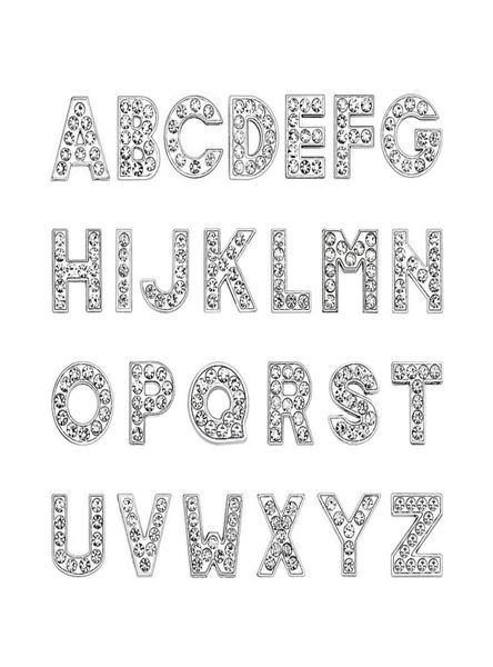 

1300pclot 10mm az silver color bling slide letter diy charms full rhinestones english alphabet fit for 10mm leather wristband ke7603673, Bronze;silver