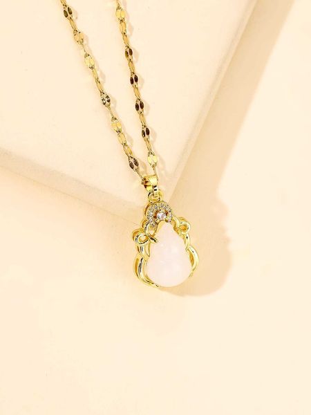 

women's accessories cubic zirconia decor geometric pendant necklace, Silver