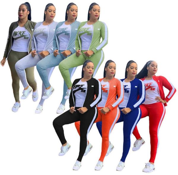 

2022 brand women letter tracksuits winter falsolid color 3 piece sets jacket pants hoodies zipper sports suit casualong sleeve7148884, Gray