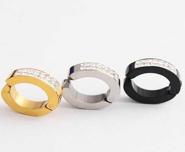 

4x9mm 316l stainless steel ear clip non piercing earrings fake earrings for men circle round earring fashion jewelry punk rock sty5752011, Golden;silver