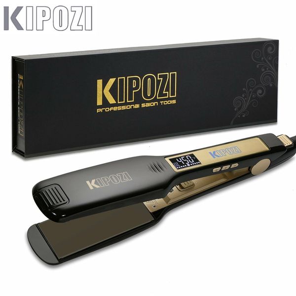 

hair straighteners kipozi professional flat iron hair straightener with digital lcd display dual voltage instant heating curling iron 230724, Black