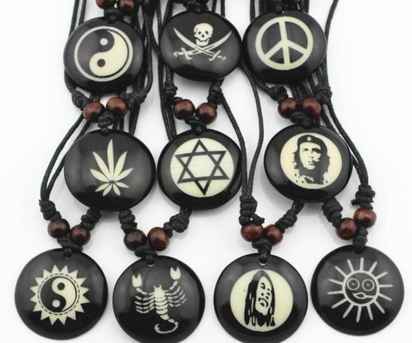 

brand new 20 pieces mixed different designs black round resin pendant rope necklaces fashion jewelry whole lots9584289, Silver