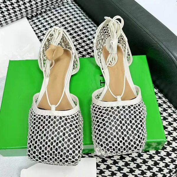 

casual shoes summer beach sandals bohemian vacation flat crystal net ankle strappy cross tied real leather woman, Black