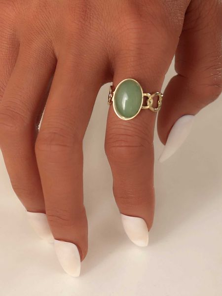

women's accessories oval decor cuff ring, Silver
