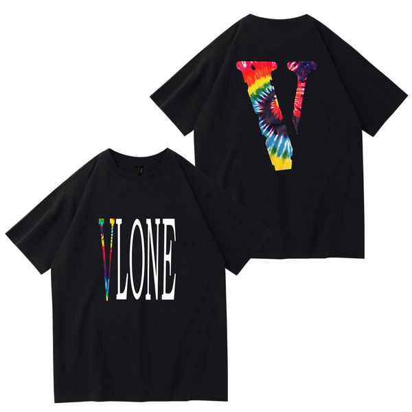 

summer vlone designer t-shirts men's t shirts graffiti letter vlone logo short sleeve fashion brand men's leisure v-shaped shirt, White;black