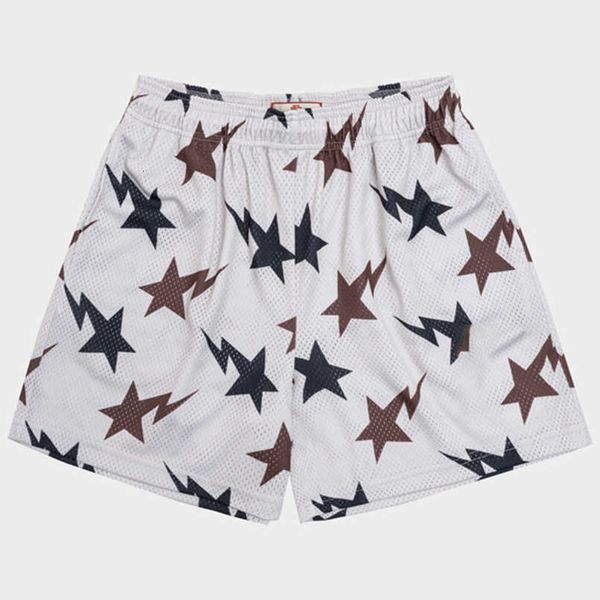 

23ss high street ee shorts lightning pattern men's casual letter printed leaf design pants sports pant loose style drawstring short tre, White;black