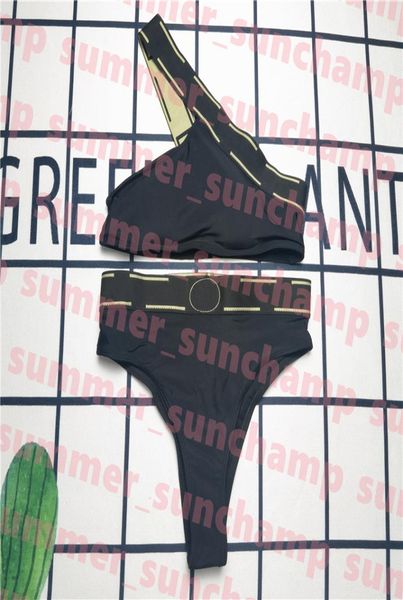 

women bikinis set padded one shoulder swimsuit designer print split bathing suit6944134