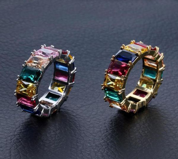 

fashion exquisite hiphop finger rings gold silver plated rings jewelry luxury men women grade quality multicolor zircon cluster r6635013