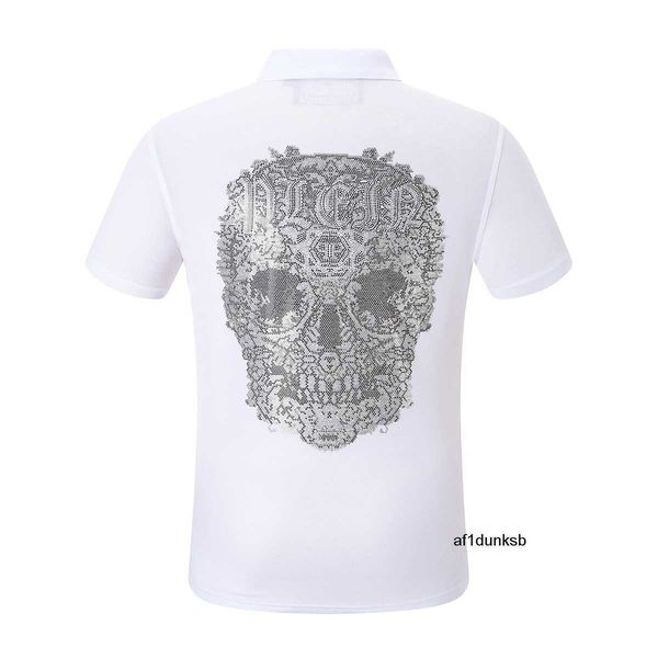 

t-shirt pp plein slim sleeve philipps polo design lapel cotton men's simple short polos fashion summer 9010 color leisure, White;black
