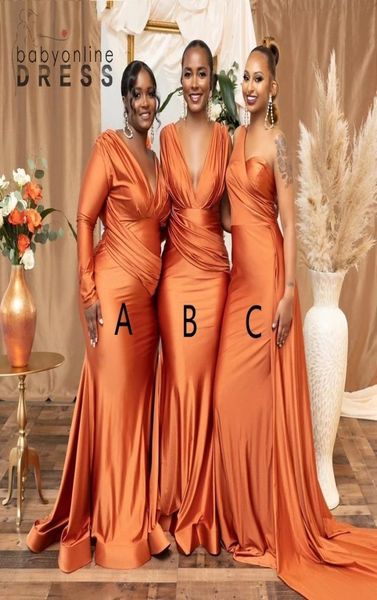 

african plus size mermaid bridesmaid dresses nigeria girls summer wedding guest dress v neck long maid of honor gowns1740380, White;pink