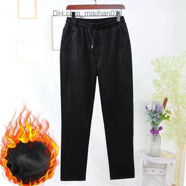 

men's pants men's pants men plus size solid color thicken plush winter sweatpants all match trousers z230726, Black