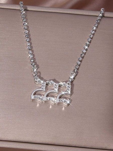 

women's accessories rhinestone number charm necklace, Golden;silver