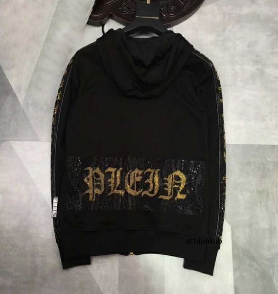 

thick personality men's warm plein sweatshirt hip-hop loose characteristic philipps skull pullover rhinestone luxury bear hoodie 81447, Black