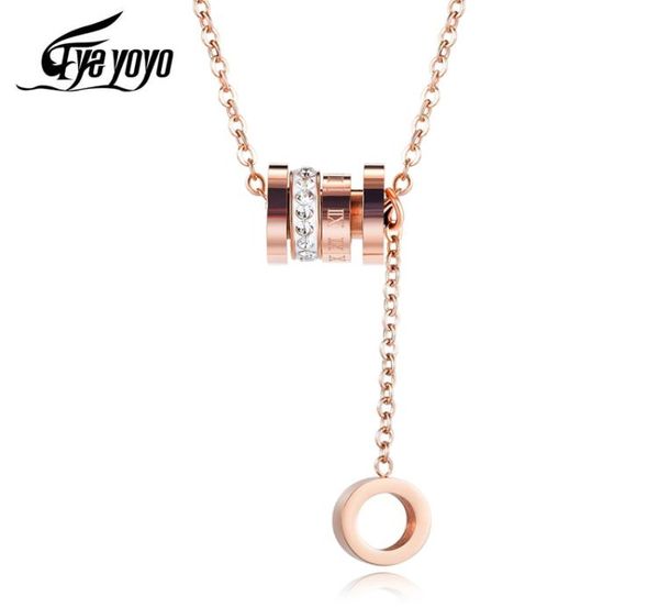 

eyeyoyo stainless steel cubic zirconia roman numerals woman necklace female necklace pendant jewelry3771167, Silver