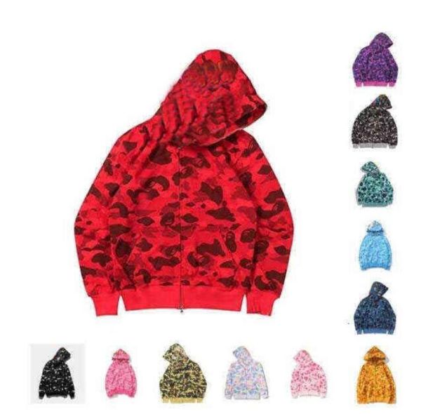 

funny hoodies women men harajuku camouflage zipper sweatshirts jacket hiphop coat ape casual oversized bap hoodiepb31446461, Black