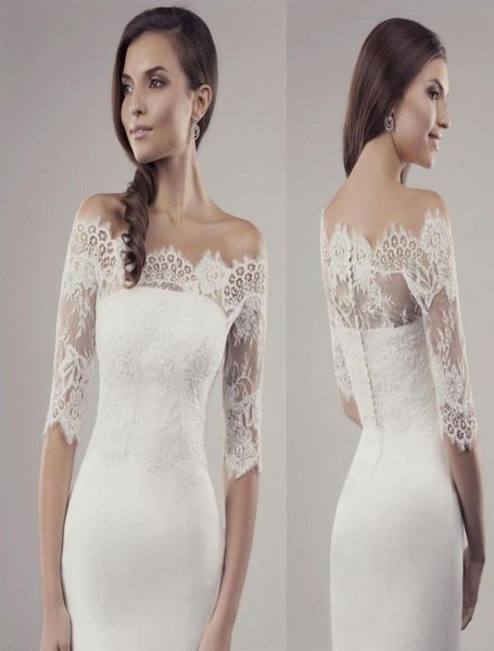 

2020 white ivory women wedding bolero jacket off shoulder half sleeve custom made bridal wrap shawl jackets8368763