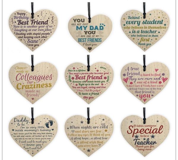 

31 styles xmas wooden love christmas chip hanging gift plaque pendant heart shape letter friendship wine bottle decor pendant tags7057623
