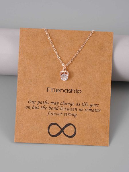 

women's accessories cubic zirconia heart charm necklace, Silver