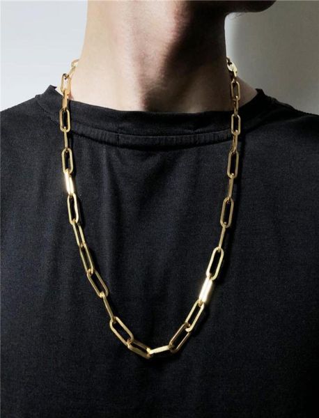 

chains fashion paperclip link chain women039s necklace 316l stainless steel gold color long for women men jewelry gift1106658, Silver