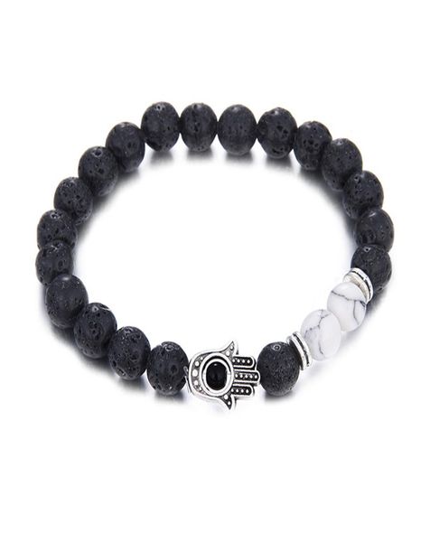 

natural lava stone prayer beads beaded bracelet hamsa hand charms fatima palm bracelet women men fashion antifatigue diffuser jew7860284, Golden;silver