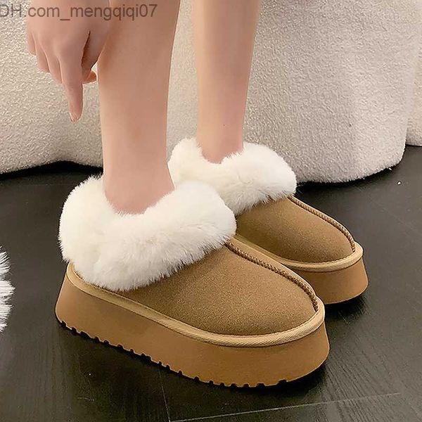 

sneakers thick warm fur snow boots for women's 2023 winter plush platform feet for women's anti-skid artificial suede short boots, Black;red