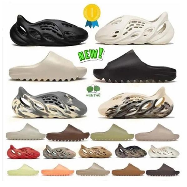 

eur36-46 designer foam runners summer slippers men woman slider runner blue onyx pure sandals slide slipper ochre bone resin desert ararat s, Black