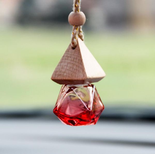 

colorful car perfume bottle rearview ornament hanging air freshener for essential oils diffuser fragrance empty glass bottle pendantzz