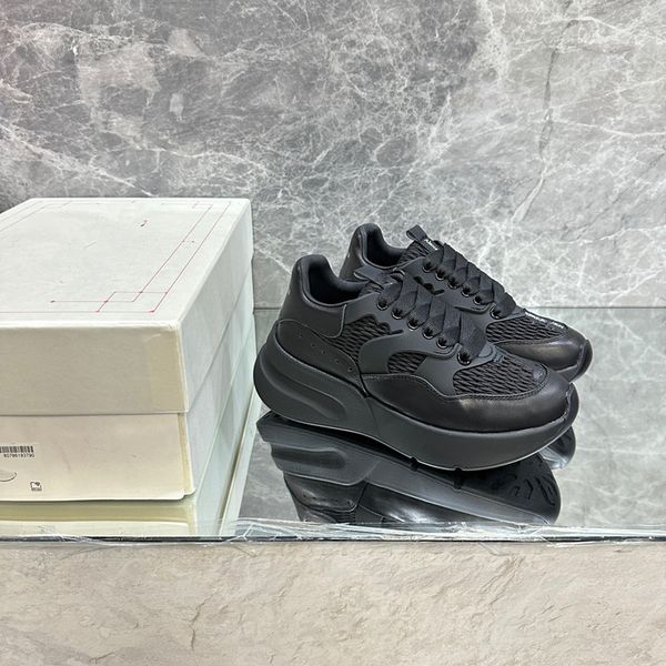 

designer casual shoes classic men women calfskin shoes vintage suede sneakers reflective trainer platform 0724, Black