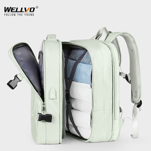 

school bags extendible travel backpack lapbag women large luggage bags men's students business trip usb charge mochila xa299c 230724