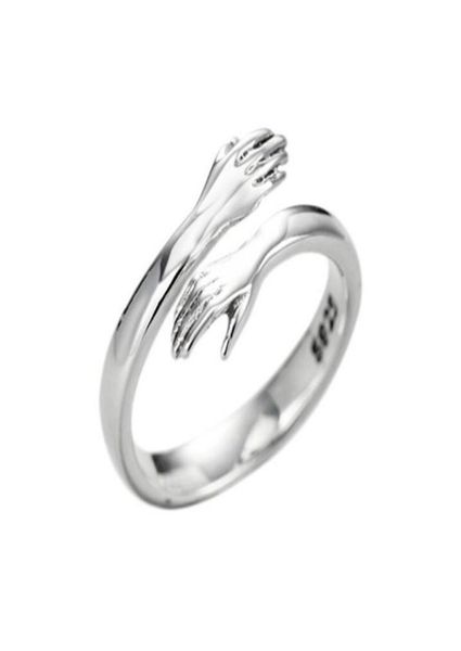

new 925 sterling silver european and american jewelry love hug ring retro fashion tide flow open ring2951048
