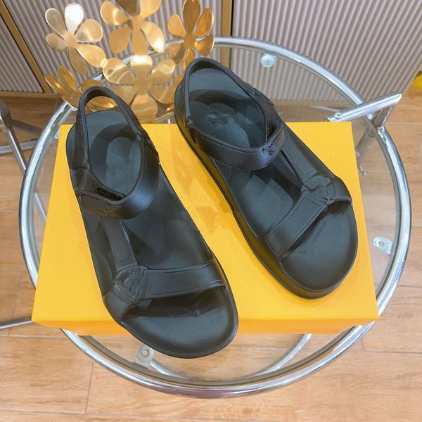 

2023 brand designer slippers classic flat leather bath beach second uncle sandals slides sand shoes woman slipper luxury summer lady cartoon, Black