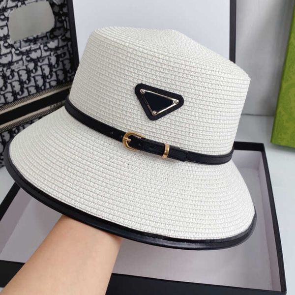 

2023 stingy brim hats grass braid hats stylish luxury designer caps classic brand mens womens straw bucket hat fashion cap, Blue;gray