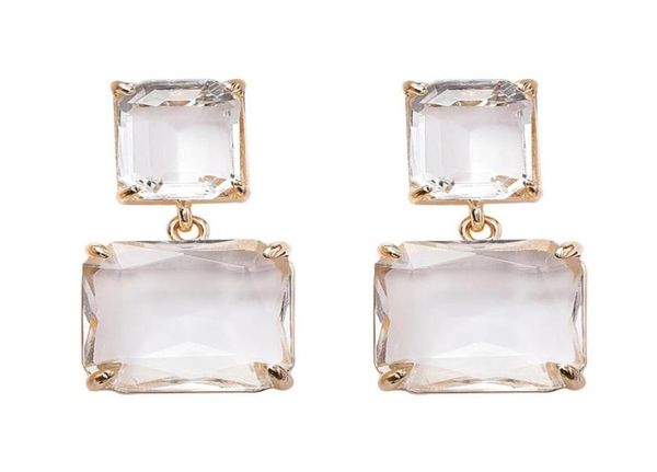 

korean style luxury elegant shiny square transparent crystal dangle earrings for women party daily jewelry gifts2770086, Silver