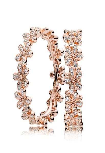 

band 925 s p ring rose gold dazzling daisy flower chain with crystal rings for women wedding party jewelry soo2z nizgq4004572, Silver