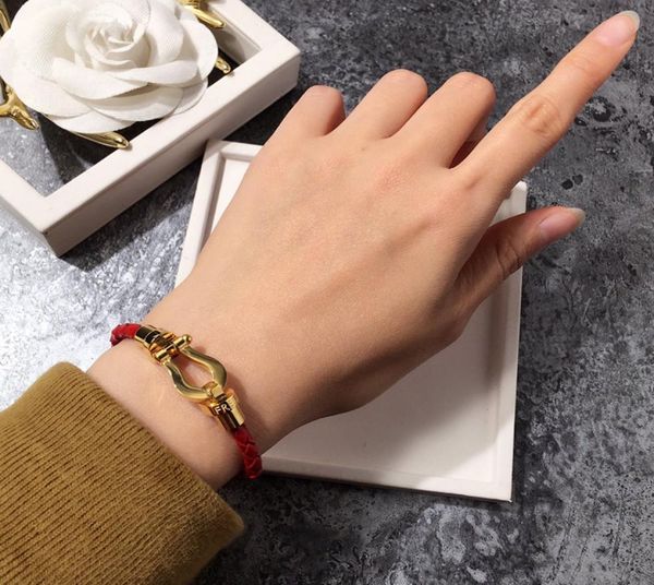 

horseshoe leather bracelet magnet clasp steel bracelet titanium steel stainless minimalist style fashion luxury designer jewelryfr7275032, Golden;silver