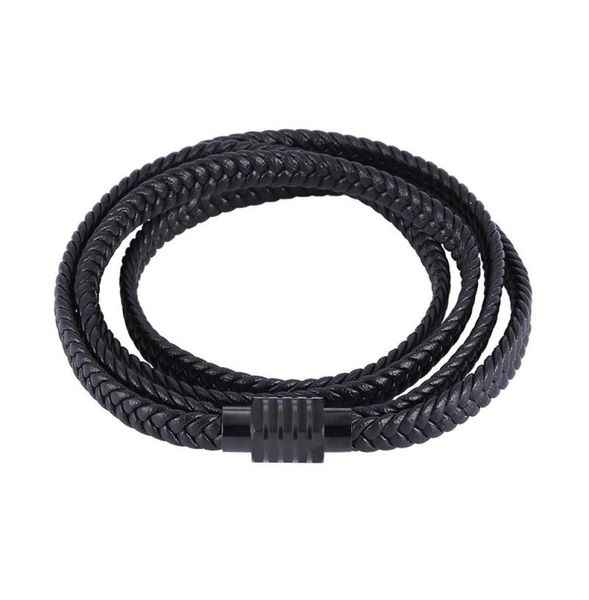 

charm bracelets black multilayer braided leather wrap bracelet bangle men stainless steel male woven wristband jewelry accessories7169872, Golden;silver