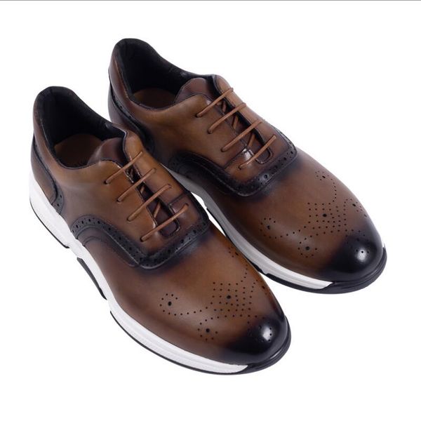 

new men's retro fashion leather shoes leather england casual single shoes bullock tide shoes men's single shoes large size 38-47 a, Black